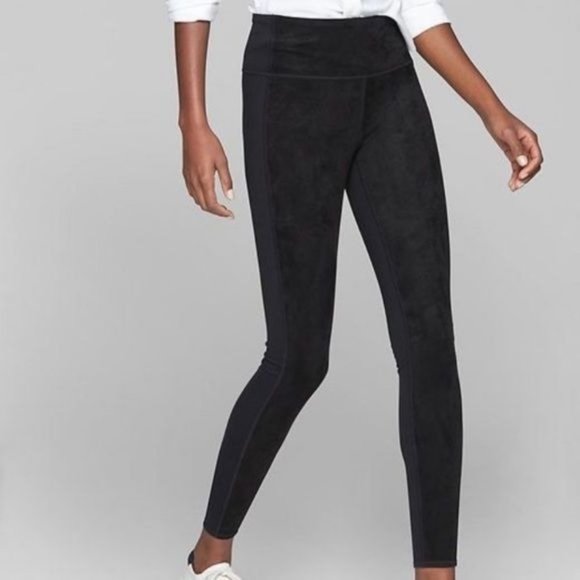Athleta Pants - Athleta Suede Strut Tight Leggings Black Faux Suede Women's Size S